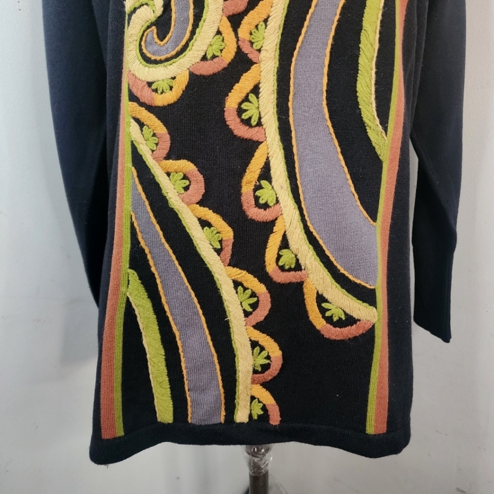 Vintage Bob Mackie Wearable Art Crewneck Embroide… - image 3